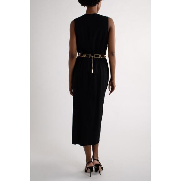 Black Tuxedo Dress with Purple Lapel - Picture 4 of 5